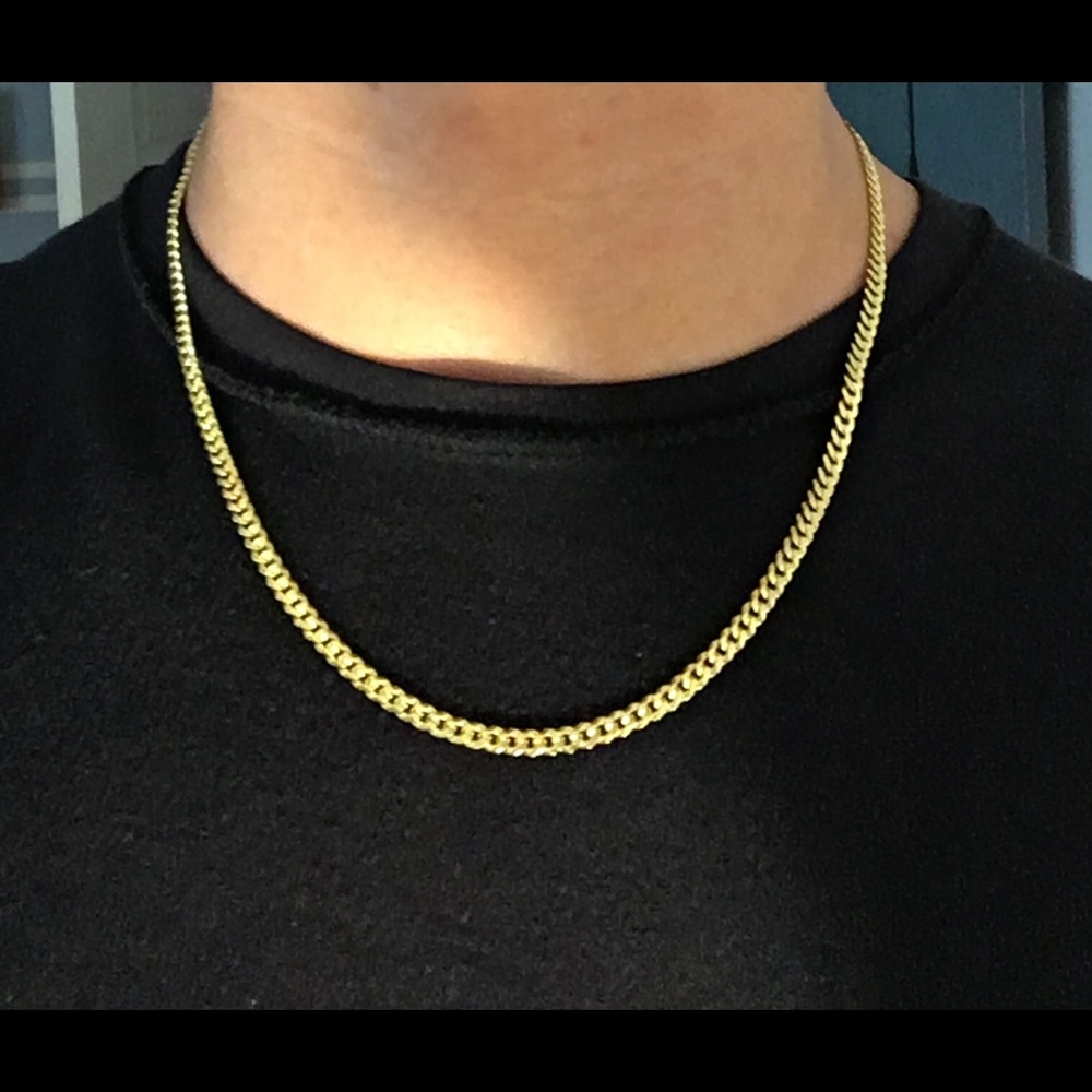 Gold Chain Vermeil Cuban 20in 4mm .925 Italy
